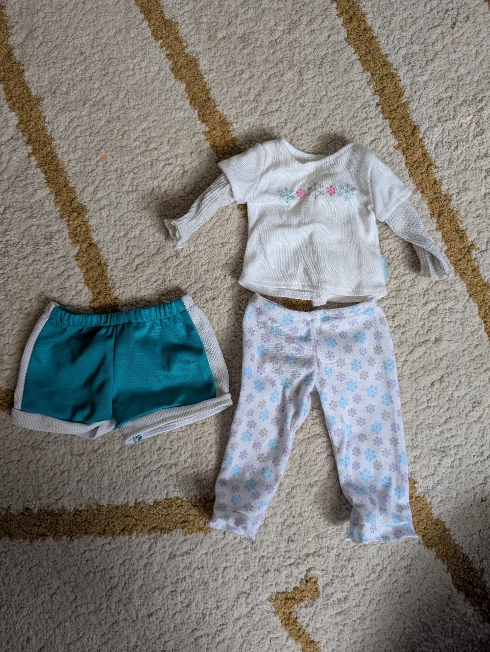 American Girl Doll Snowflake PJ Set With Teal Shorts